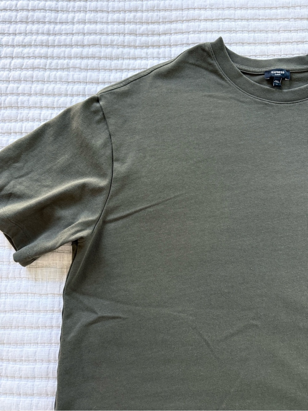Express Olive Green Short Sleeve Crewneck Tee